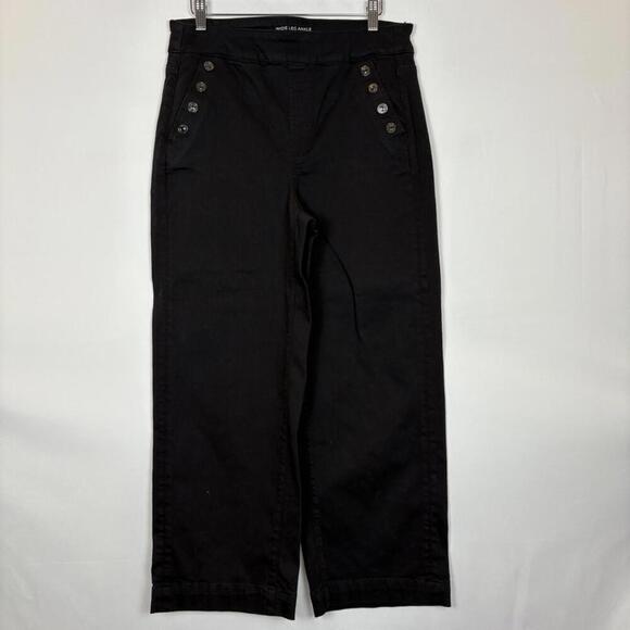 Chico's Black Wide Leg Stretch Pull on Black Denim Jeans Size: 10 - Picture 3 of 9